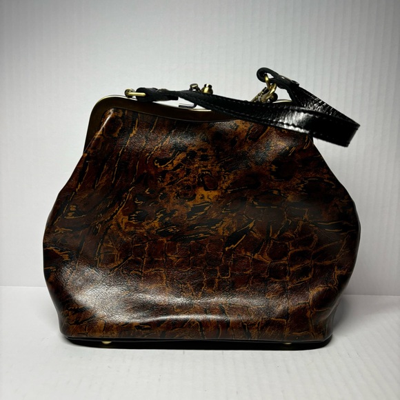 Patricia Nash - Women's Brown Leather Kiss-Lock Handbag (10th Anniversary) - Picture 3 of 5